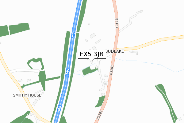 EX5 3JR map - large scale - OS Open Zoomstack (Ordnance Survey)