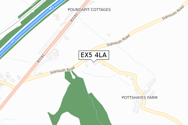 EX5 4LA map - large scale - OS Open Zoomstack (Ordnance Survey)