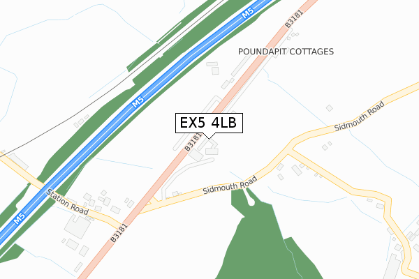 EX5 4LB map - large scale - OS Open Zoomstack (Ordnance Survey)