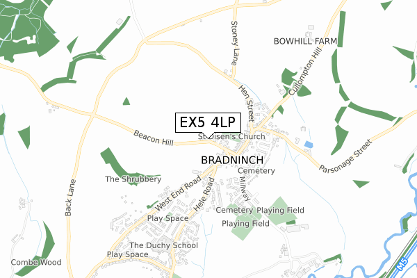 EX5 4LP map - small scale - OS Open Zoomstack (Ordnance Survey)