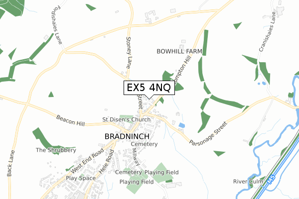 EX5 4NQ map - small scale - OS Open Zoomstack (Ordnance Survey)