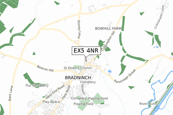 EX5 4NR map - small scale - OS Open Zoomstack (Ordnance Survey)