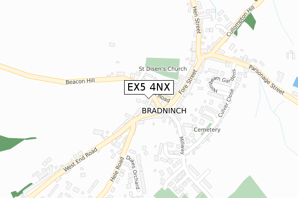 EX5 4NX map - large scale - OS Open Zoomstack (Ordnance Survey)