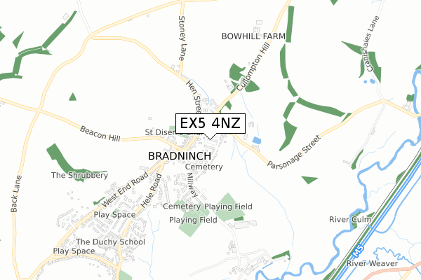 EX5 4NZ map - small scale - OS Open Zoomstack (Ordnance Survey)