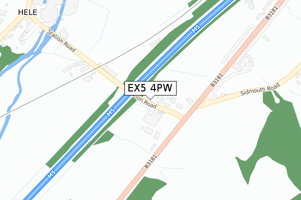 EX5 4PW map - large scale - OS Open Zoomstack (Ordnance Survey)