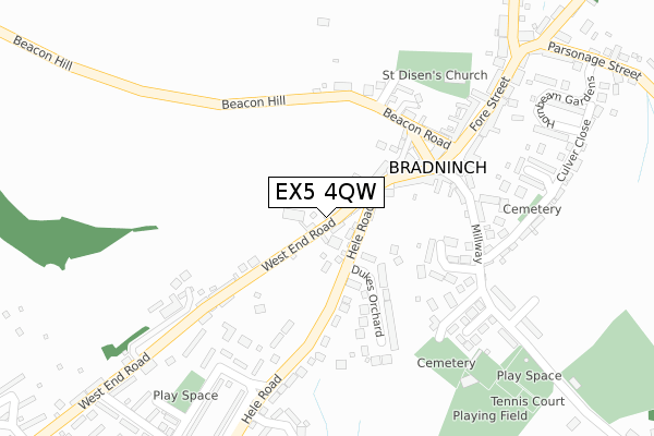 EX5 4QW map - large scale - OS Open Zoomstack (Ordnance Survey)