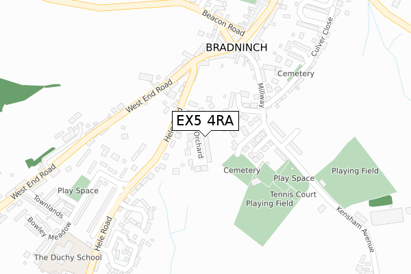 EX5 4RA map - large scale - OS Open Zoomstack (Ordnance Survey)