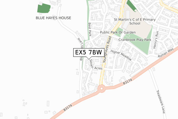 EX5 7BW map - large scale - OS Open Zoomstack (Ordnance Survey)