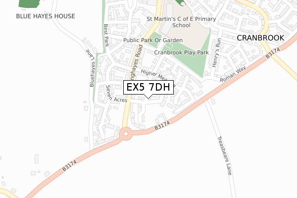 EX5 7DH map - large scale - OS Open Zoomstack (Ordnance Survey)