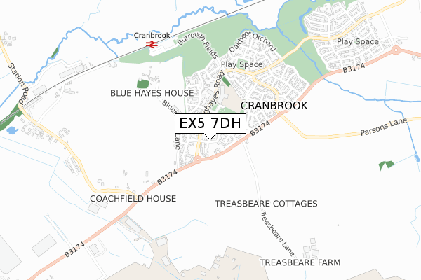 EX5 7DH map - small scale - OS Open Zoomstack (Ordnance Survey)