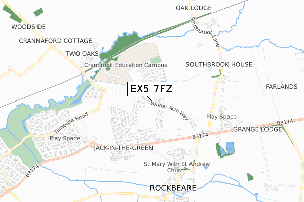 EX5 7FZ map - small scale - OS Open Zoomstack (Ordnance Survey)