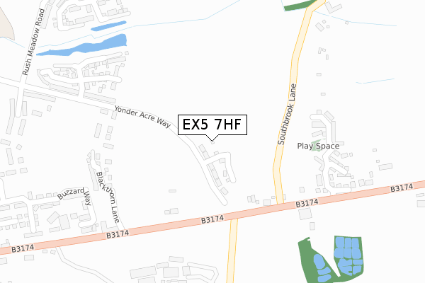 EX5 7HF map - large scale - OS Open Zoomstack (Ordnance Survey)