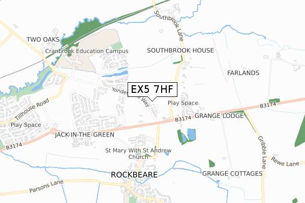 EX5 7HF map - small scale - OS Open Zoomstack (Ordnance Survey)