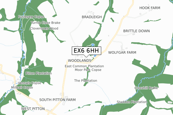 EX6 6HH map - small scale - OS Open Zoomstack (Ordnance Survey)