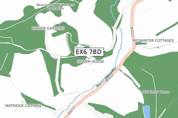 EX6 7BD map - large scale - OS Open Zoomstack (Ordnance Survey)