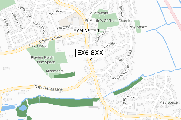 EX6 8XX map - large scale - OS Open Zoomstack (Ordnance Survey)