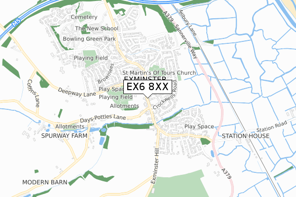 EX6 8XX map - small scale - OS Open Zoomstack (Ordnance Survey)