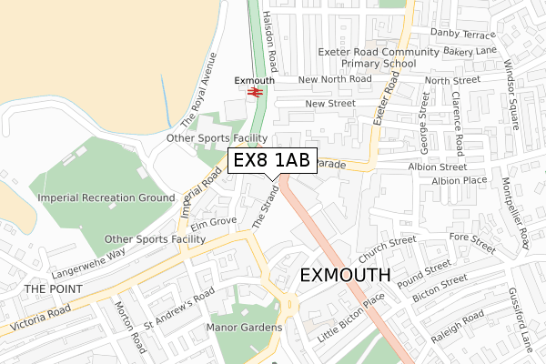 EX8 1AB map - large scale - OS Open Zoomstack (Ordnance Survey)