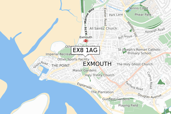 EX8 1AG map - small scale - OS Open Zoomstack (Ordnance Survey)