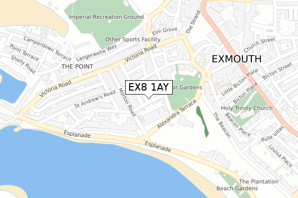 EX8 1AY map - large scale - OS Open Zoomstack (Ordnance Survey)