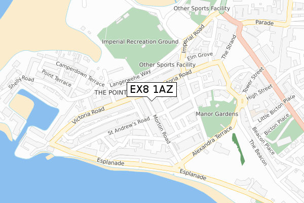 EX8 1AZ map - large scale - OS Open Zoomstack (Ordnance Survey)