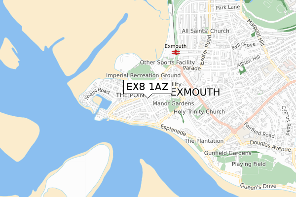 EX8 1AZ map - small scale - OS Open Zoomstack (Ordnance Survey)