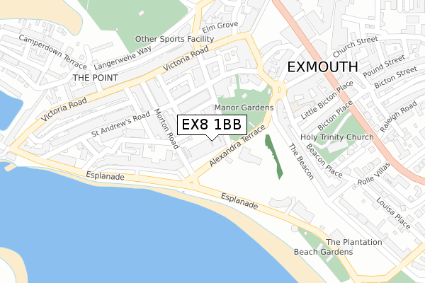 EX8 1BB map - large scale - OS Open Zoomstack (Ordnance Survey)