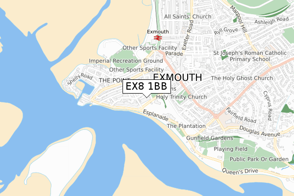 EX8 1BB map - small scale - OS Open Zoomstack (Ordnance Survey)