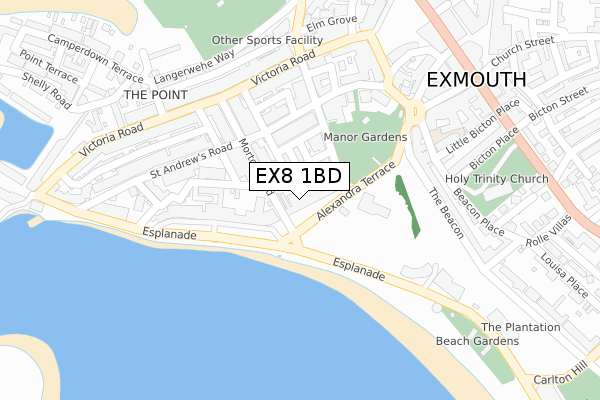 EX8 1BD map - large scale - OS Open Zoomstack (Ordnance Survey)