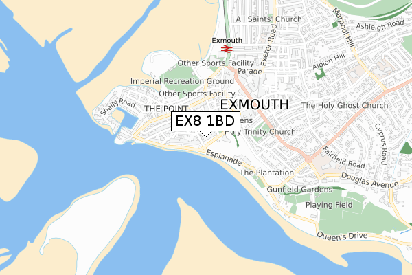 EX8 1BD map - small scale - OS Open Zoomstack (Ordnance Survey)