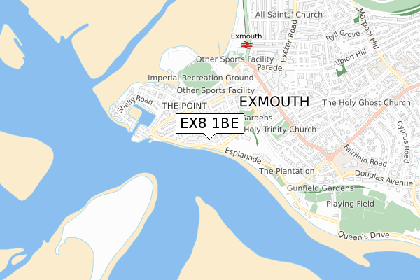 EX8 1BE map - small scale - OS Open Zoomstack (Ordnance Survey)