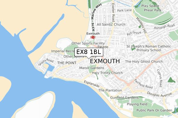 EX8 1BL map - small scale - OS Open Zoomstack (Ordnance Survey)