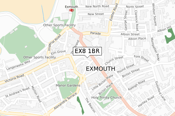 EX8 1BR map - large scale - OS Open Zoomstack (Ordnance Survey)