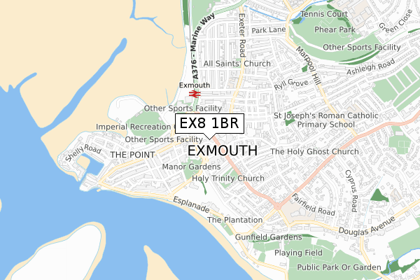 EX8 1BR map - small scale - OS Open Zoomstack (Ordnance Survey)