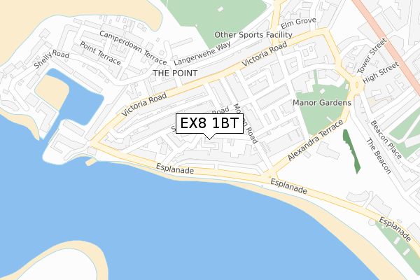 EX8 1BT map - large scale - OS Open Zoomstack (Ordnance Survey)