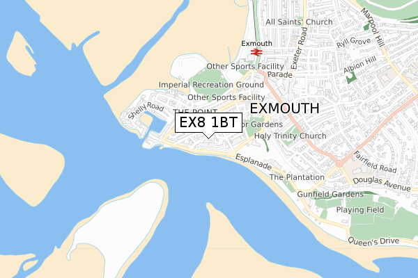 EX8 1BT map - small scale - OS Open Zoomstack (Ordnance Survey)