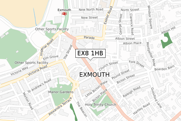 EX8 1HB map - large scale - OS Open Zoomstack (Ordnance Survey)