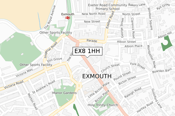 EX8 1HH map - large scale - OS Open Zoomstack (Ordnance Survey)