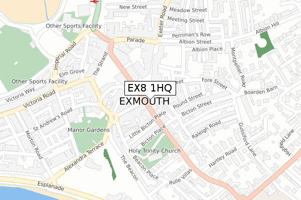 EX8 1HQ map - large scale - OS Open Zoomstack (Ordnance Survey)