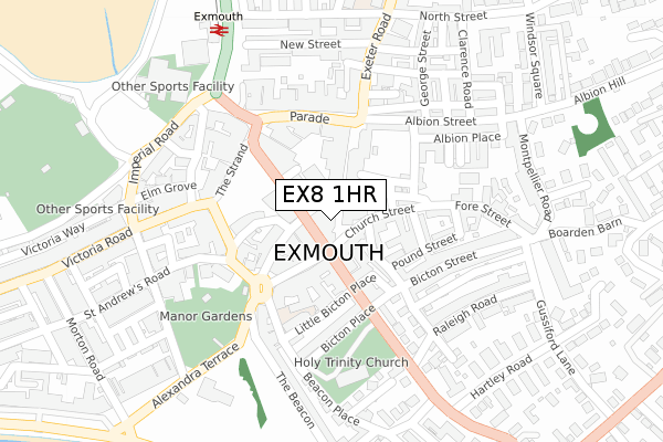 EX8 1HR map - large scale - OS Open Zoomstack (Ordnance Survey)