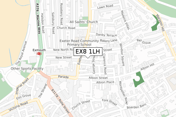 EX8 1LH map - large scale - OS Open Zoomstack (Ordnance Survey)