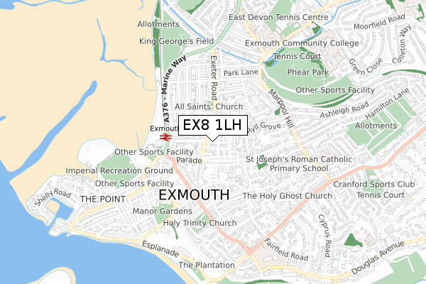 EX8 1LH map - small scale - OS Open Zoomstack (Ordnance Survey)