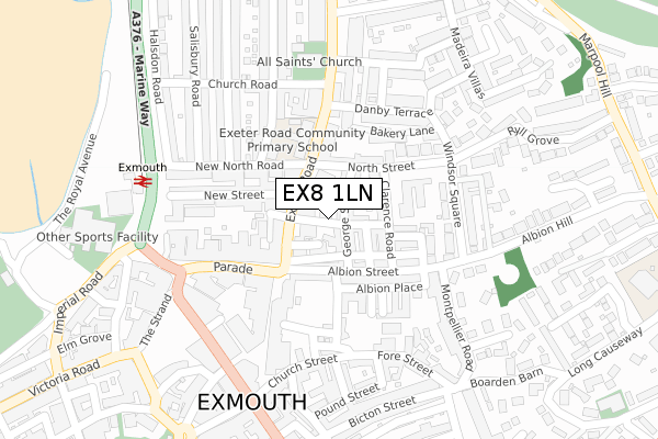 EX8 1LN map - large scale - OS Open Zoomstack (Ordnance Survey)