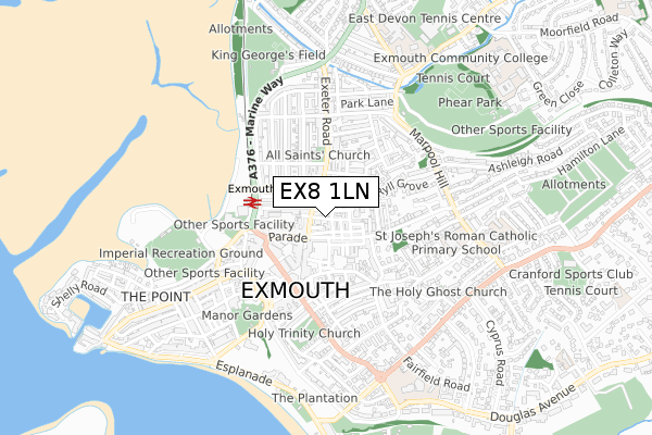 EX8 1LN map - small scale - OS Open Zoomstack (Ordnance Survey)