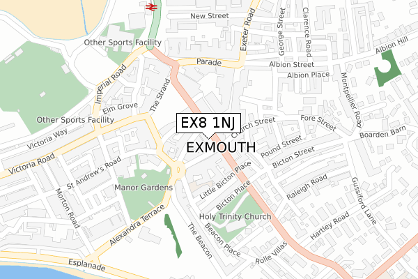 EX8 1NJ map - large scale - OS Open Zoomstack (Ordnance Survey)