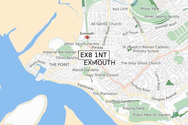 EX8 1NT map - small scale - OS Open Zoomstack (Ordnance Survey)