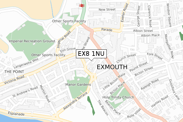 EX8 1NU map - large scale - OS Open Zoomstack (Ordnance Survey)