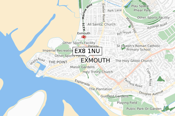 EX8 1NU map - small scale - OS Open Zoomstack (Ordnance Survey)