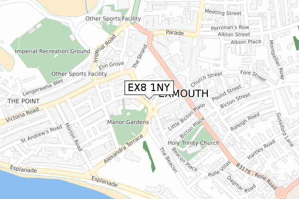 EX8 1NY map - large scale - OS Open Zoomstack (Ordnance Survey)