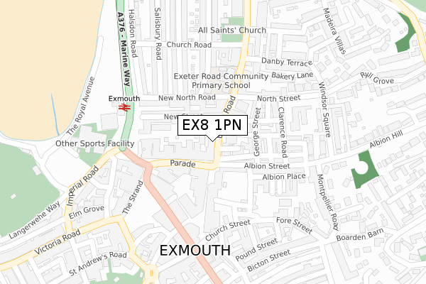 EX8 1PN map - large scale - OS Open Zoomstack (Ordnance Survey)